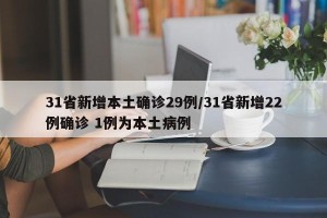 31省新增本土确诊29例/31省新增22例确诊 1例为本土病例